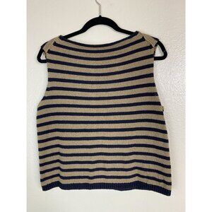 Vince Womens Striped Knit Tank Top Size Medium Brown Black Boatneck Y2K Capsule